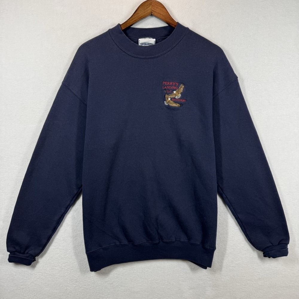 Vintage Lee Heavyweight Perry's Landing Golf Course Sweatshirt Large Faded Navy‎